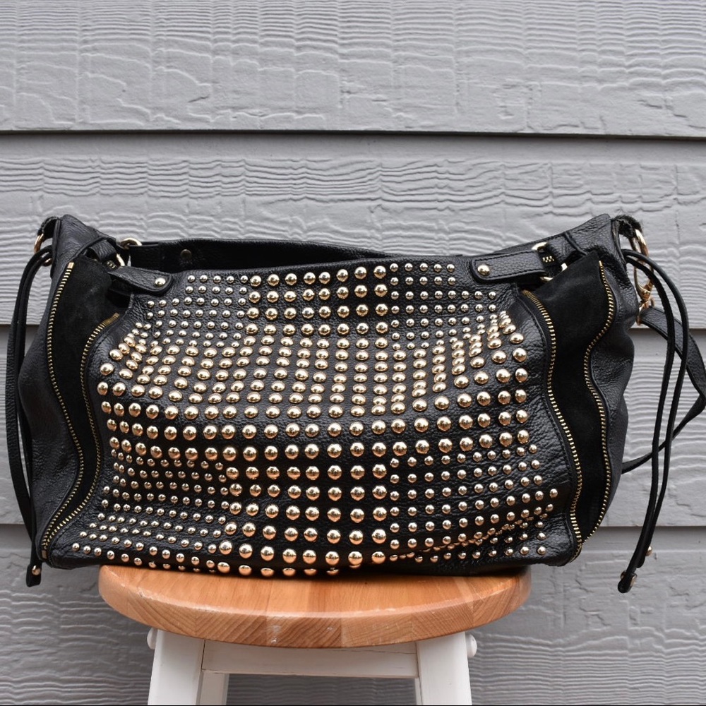 Rare Punk Rivet Padded Leather Crossbody Bag
